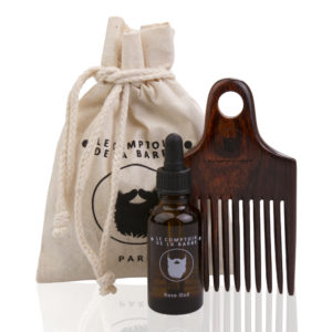 Kit Afro - huile à barbe, peigne en bois palissandre