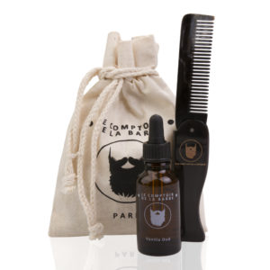 kit voyage, huile à barbe et peigne en corne véritable naturelle